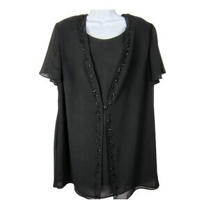 Scarlett 18W Black‎ Beaded Chiffon Jacket Shell Plus Size dark vamp whimsical